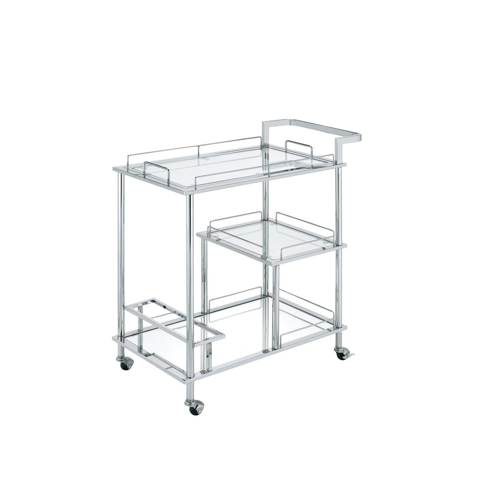 Serving Cart, Clear Glass & Chrome Finish 98215. Picture 1