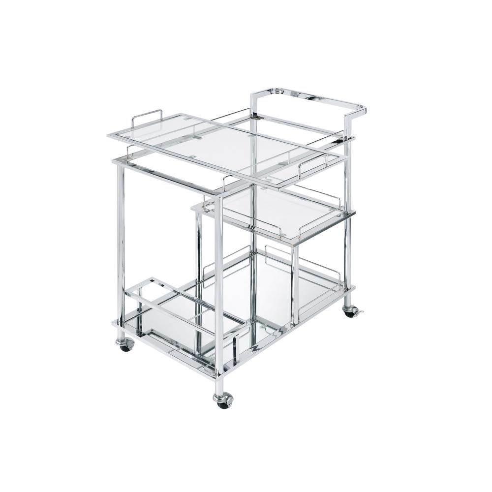 Serving Cart, Clear Glass & Chrome Finish 98215. Picture 2