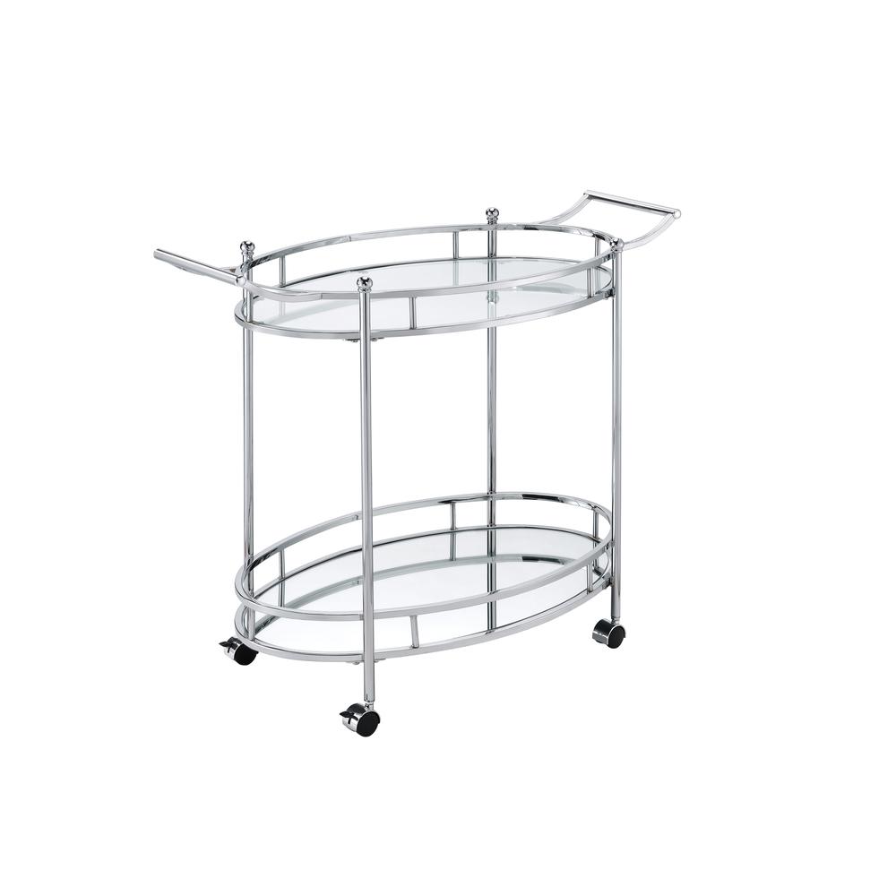 Serving Cart, Clear Glass & Chrome Finish 98216. Picture 1