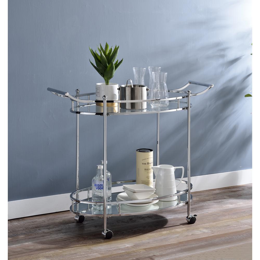 Serving Cart, Clear Glass & Chrome Finish 98216. Picture 3