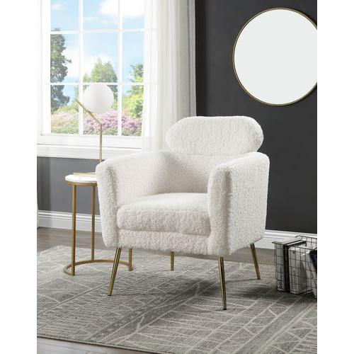 Connock White Teddy Sherpa Accent Chair. Picture 1