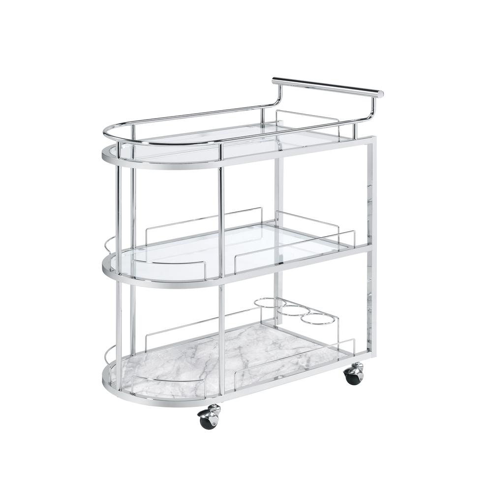Inyo Serving Cart, Clear Glass & Chrome Finish (AC00161). Picture 1