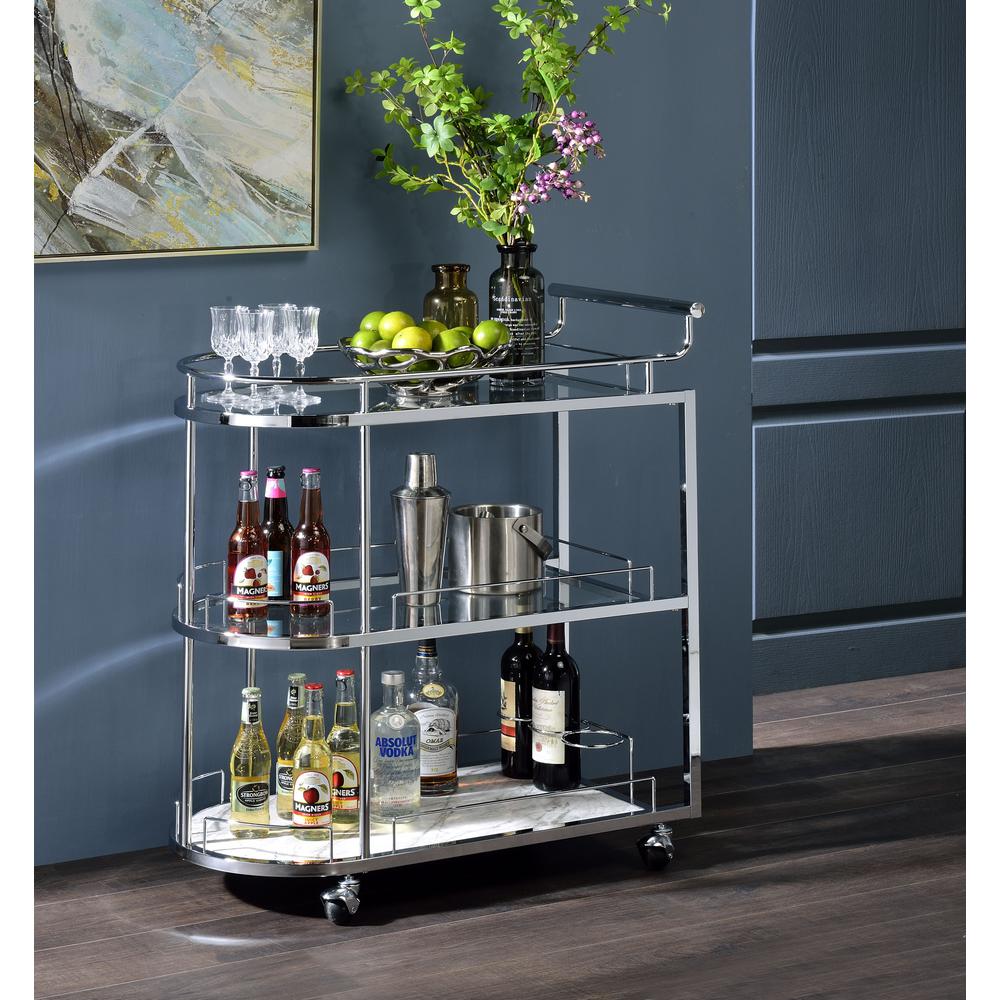 Inyo Serving Cart, Clear Glass & Chrome Finish (AC00161). Picture 3