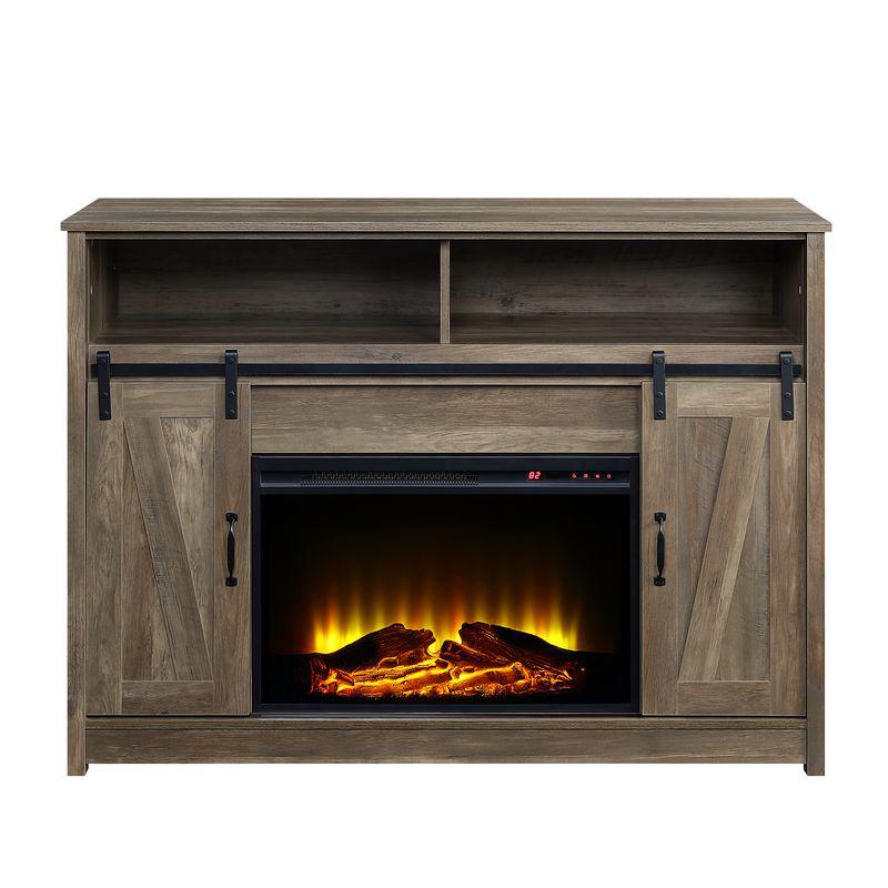 Tobias Rustic Oak Finish, Fireplace. Picture 2
