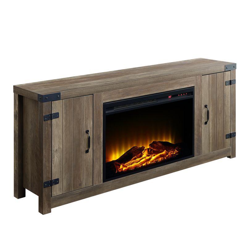 Tobias Rustic Oak Finish Fireplace. Picture 1