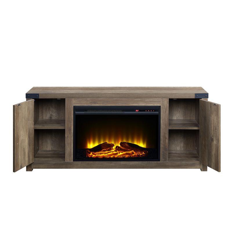 Tobias Rustic Oak Finish Fireplace. Picture 3