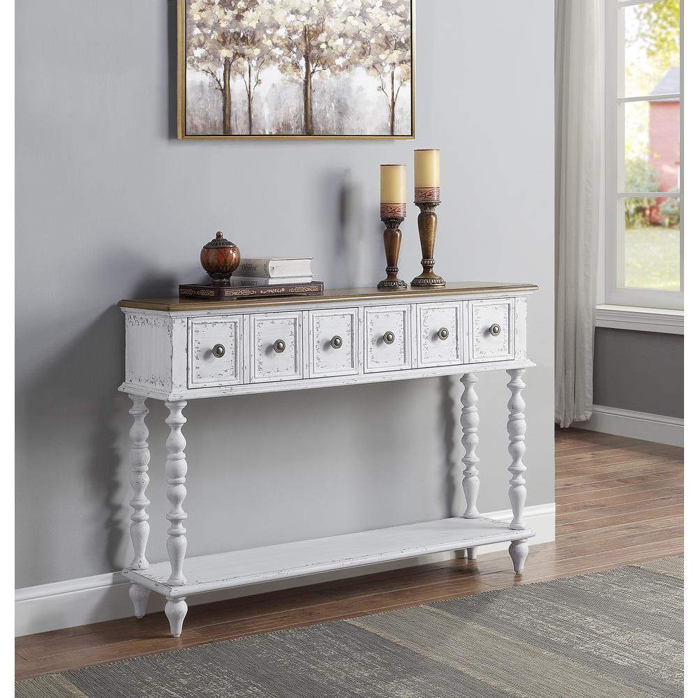 ACME Bence Console Table, Dark Charcoal & Antique White Finish. Picture 1