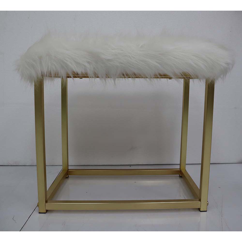 Adao Faux Fur, Mirror, Pink & Gold Finish Vanity Mirror & Stool. Picture 6