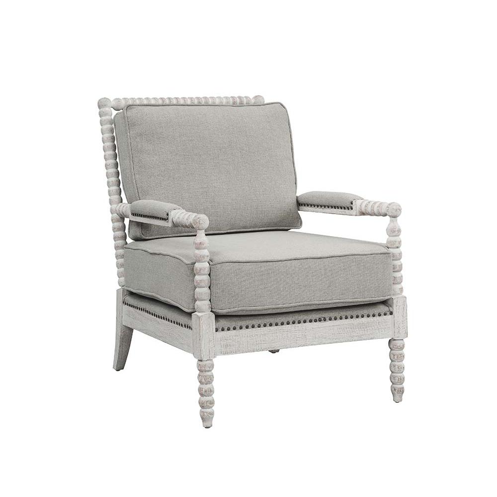 Saraid Gray Linen & Light Oak Finish Accent Chair. Picture 2
