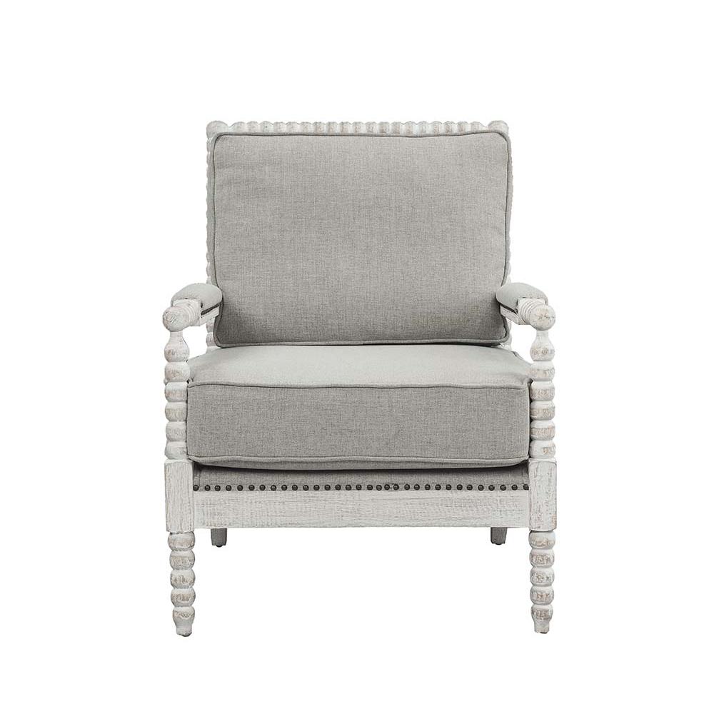 Saraid Gray Linen & Light Oak Finish Accent Chair. Picture 3