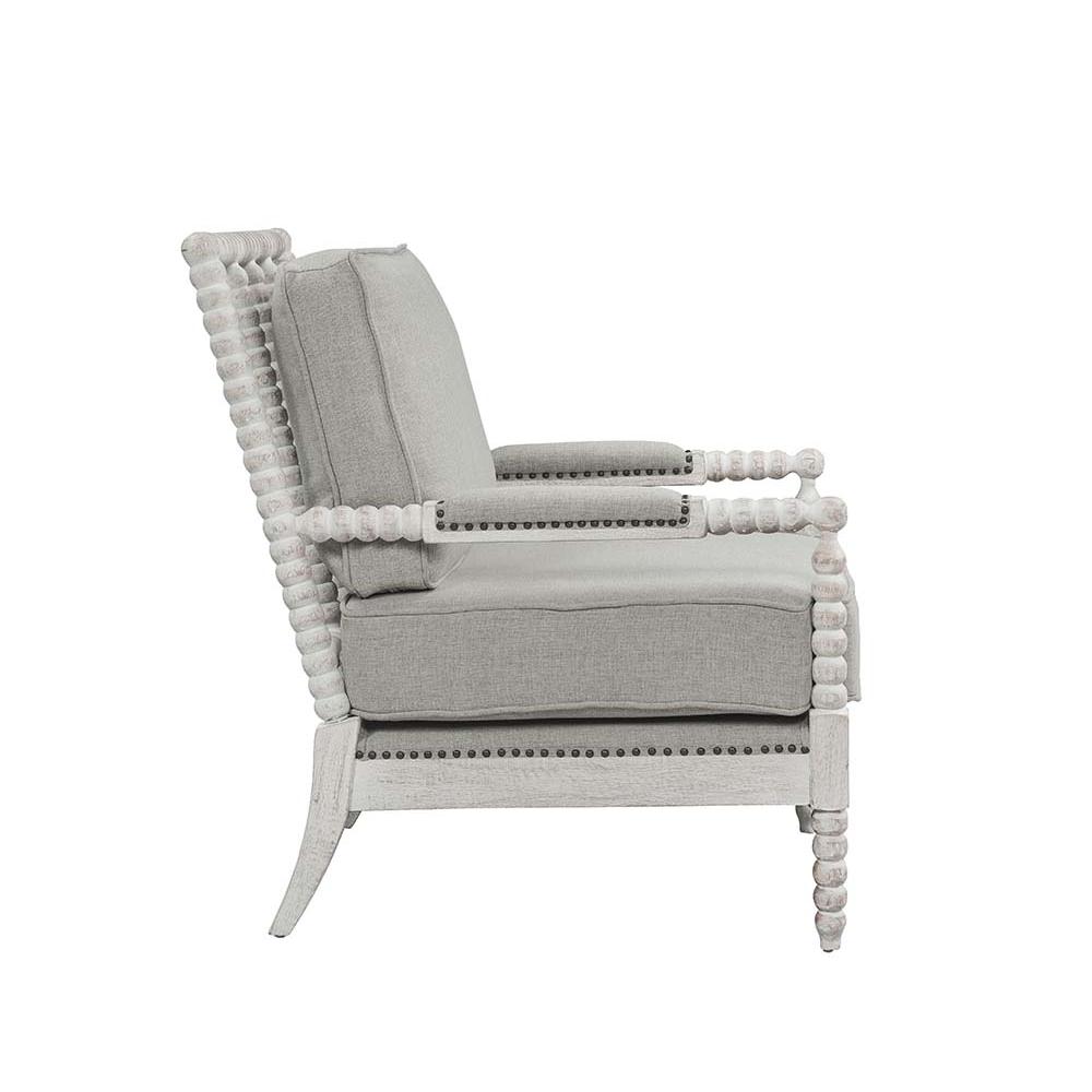 Saraid Gray Linen & Light Oak Finish Accent Chair. Picture 4