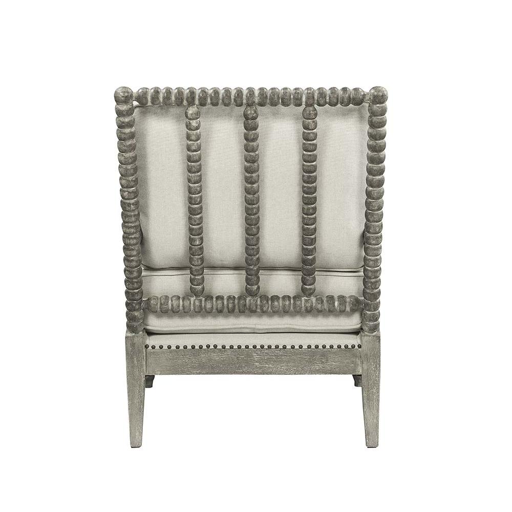Saraid Beige Linen & Gray Oak Finish Accent Chair. Picture 5