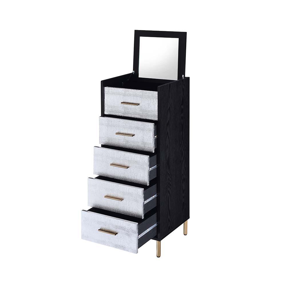 Myles Black, Silver & Gold Finish Jewelry Armoire. Picture 4