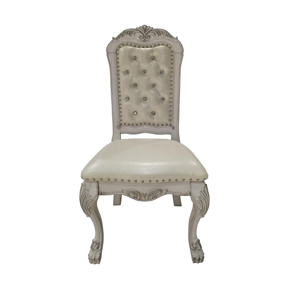 Dresden  Synthetic Leather & Bone White Finish Side Chair (Set-2). Picture 2