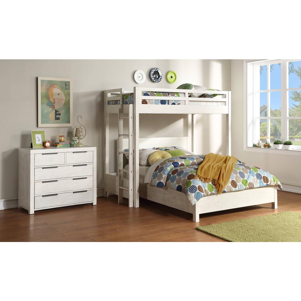 ACME Celerina Queen Bed, Weathered White Finish. Picture 1