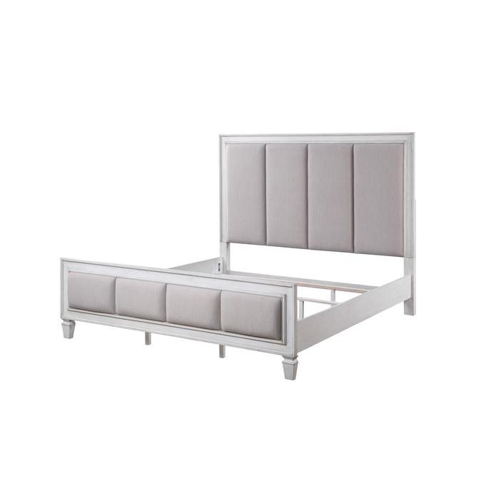 Katia Light Gray Linen, Rustic Gray & Weathered White Finish Queen Bed. Picture 1