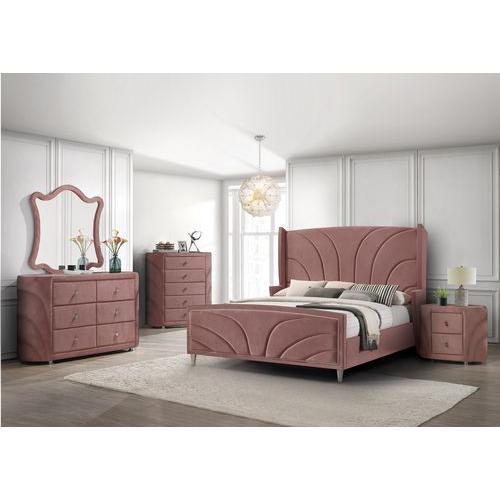 Salonia Pink Velvet Eastern King Bed. Picture 2