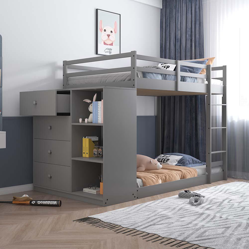 Gaston Gray Finish Twin/Twin Bunk Bed w/Cabinet. Picture 9