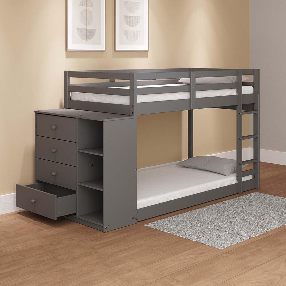 Gaston Gray Finish Twin/Twin Bunk Bed w/Cabinet. Picture 6