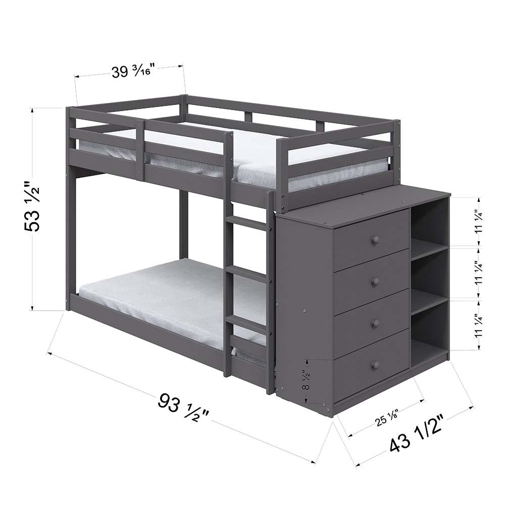 Gaston Gray Finish Twin/Twin Bunk Bed w/Cabinet. Picture 8
