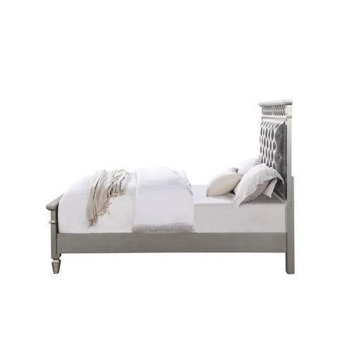 Varian Gray Velvet, Silver & Mirrored Finish Full Bed. Picture 3