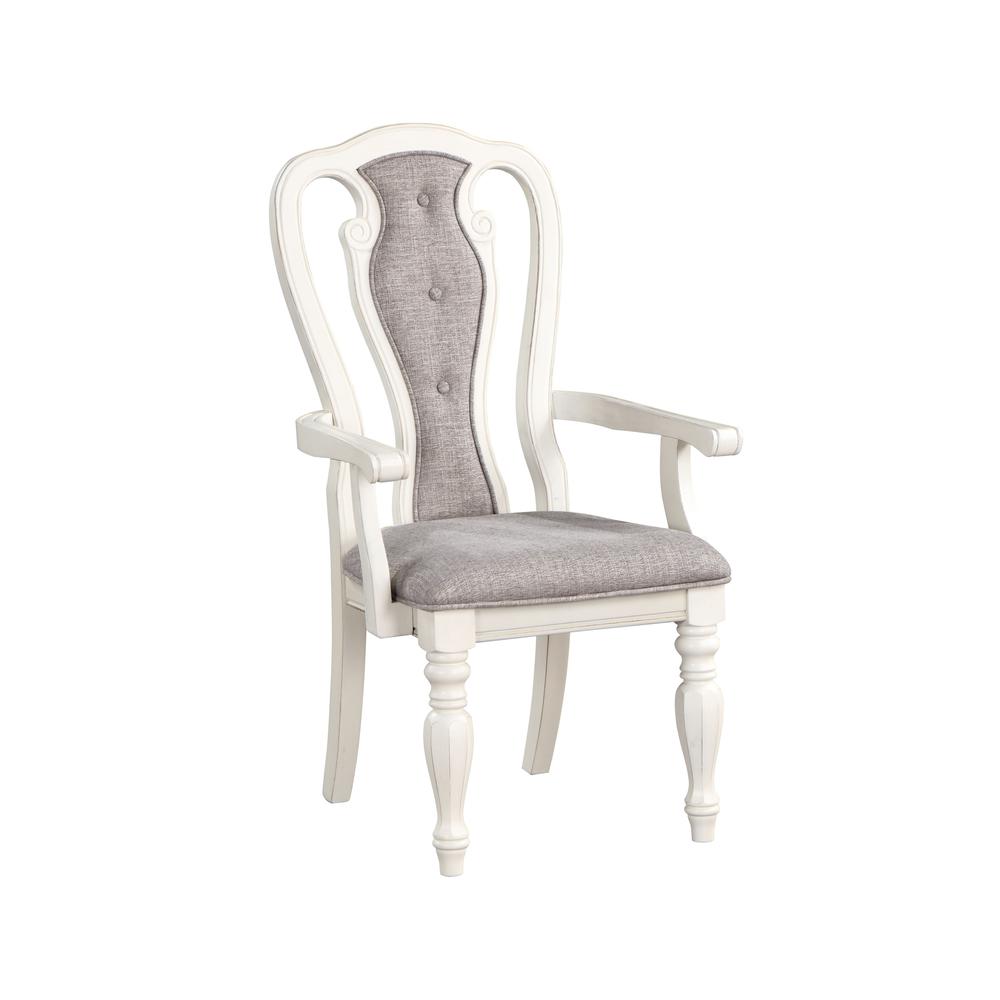 Florian Gray Fabric & Antique White Finish Arm Chair(Set-2). Picture 1