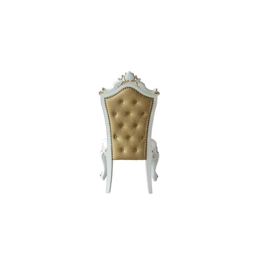 Picardy Side Chair (Set-2), Butterscotch PU/Fabric & Antique Pearl Finish. Picture 5