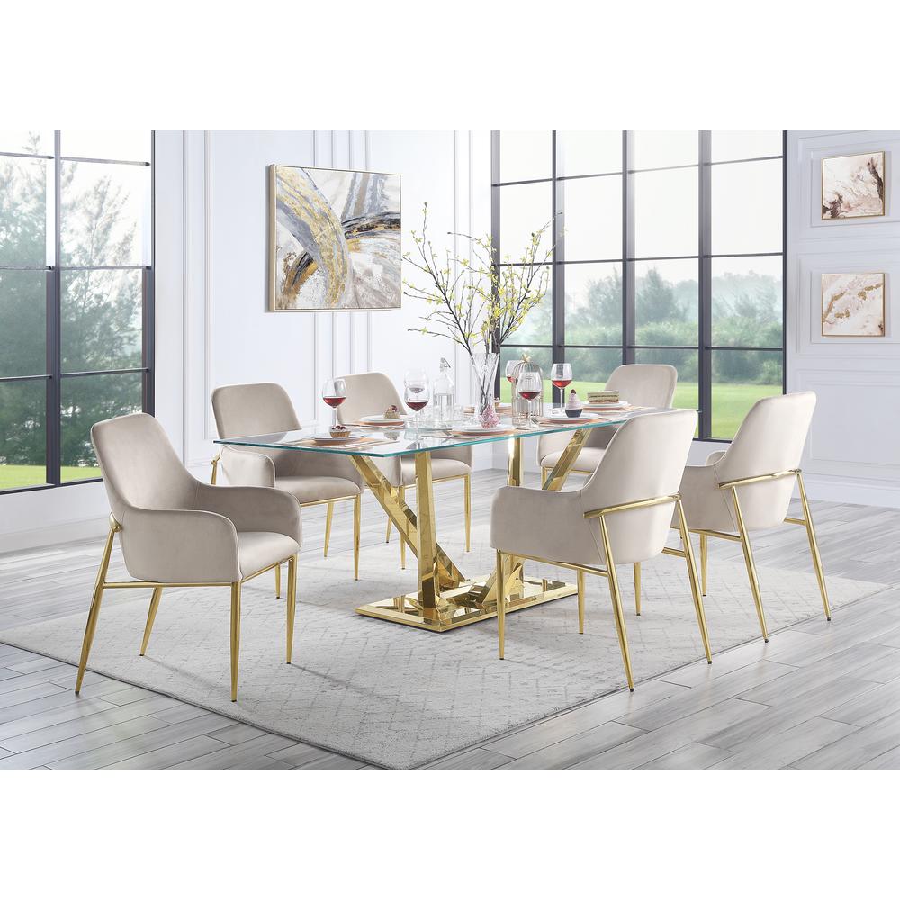 ACME Barnard Dining Table, Clear Glass & Mirrored Silver Finish. Picture 4