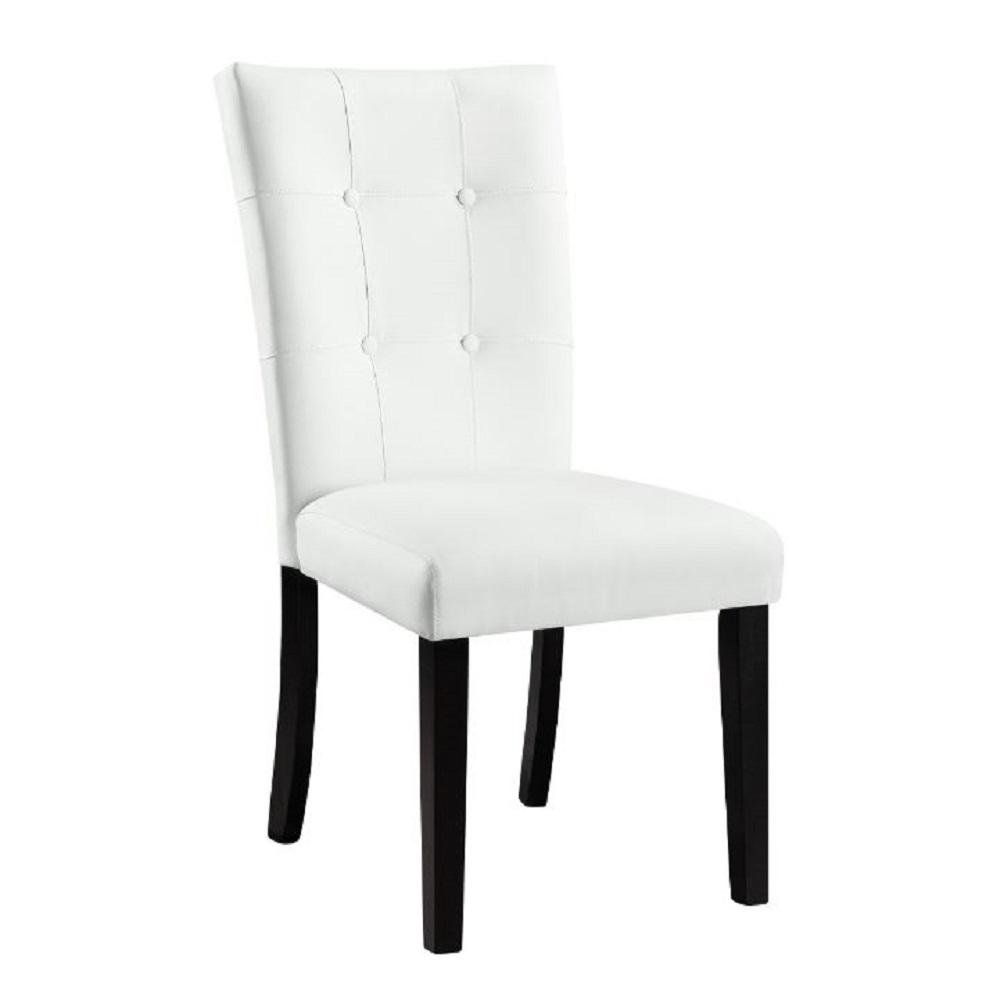 Hussein White PU & Black Finish Side Chair (Set-2). Picture 1
