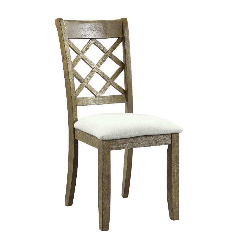 Karsen Beige Linen & Rustic Oak Finish Side Chair (Set-2). Picture 1