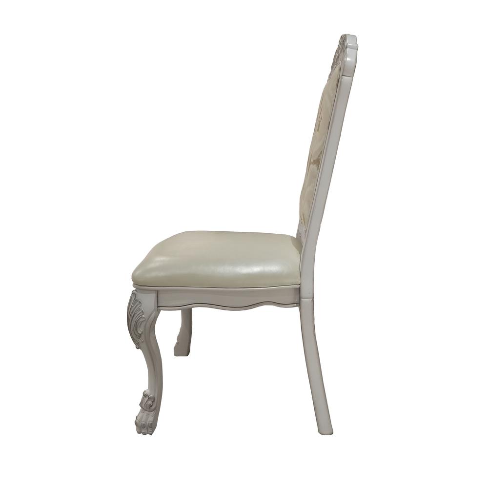 Dresden  Side Chair (Set-2) in Fabric, Synthetic Leather & Bone White Finish. Picture 4