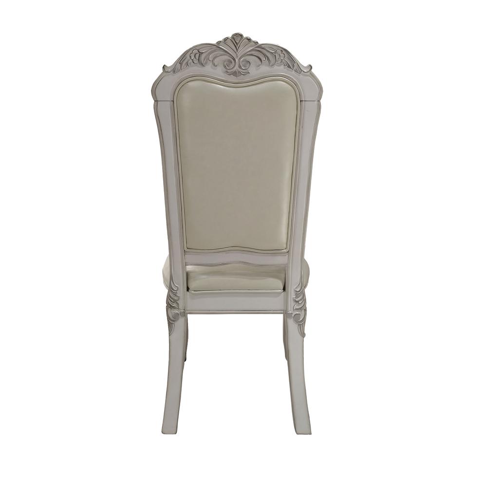Dresden  Side Chair (Set-2) in Fabric, Synthetic Leather & Bone White Finish. Picture 5