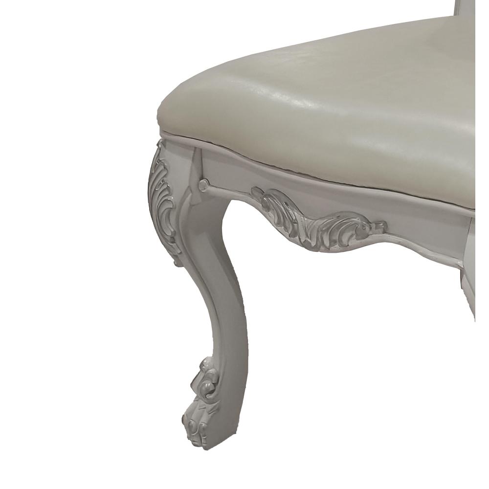 Dresden  Side Chair (Set-2) in Fabric, Synthetic Leather & Bone White Finish. Picture 1
