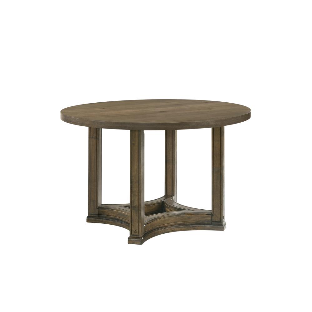 Parfield Round Dining Table in Weathered Oak Finish. Picture 1