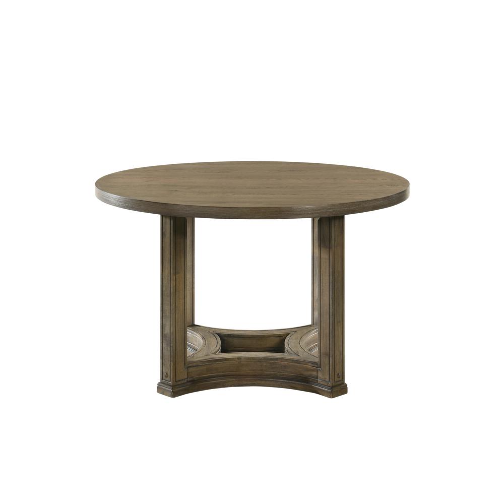 Parfield Round Dining Table in Weathered Oak Finish. Picture 2