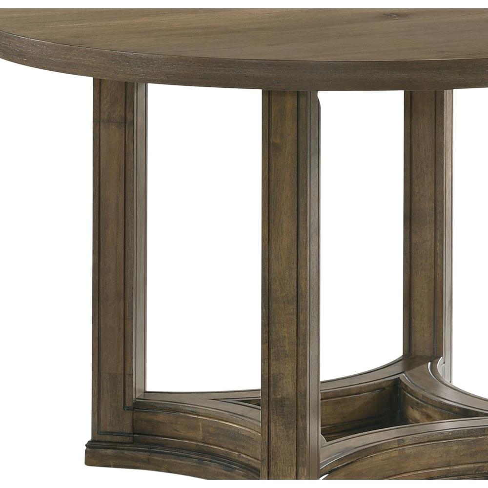 Parfield Round Dining Table in Weathered Oak Finish. Picture 4