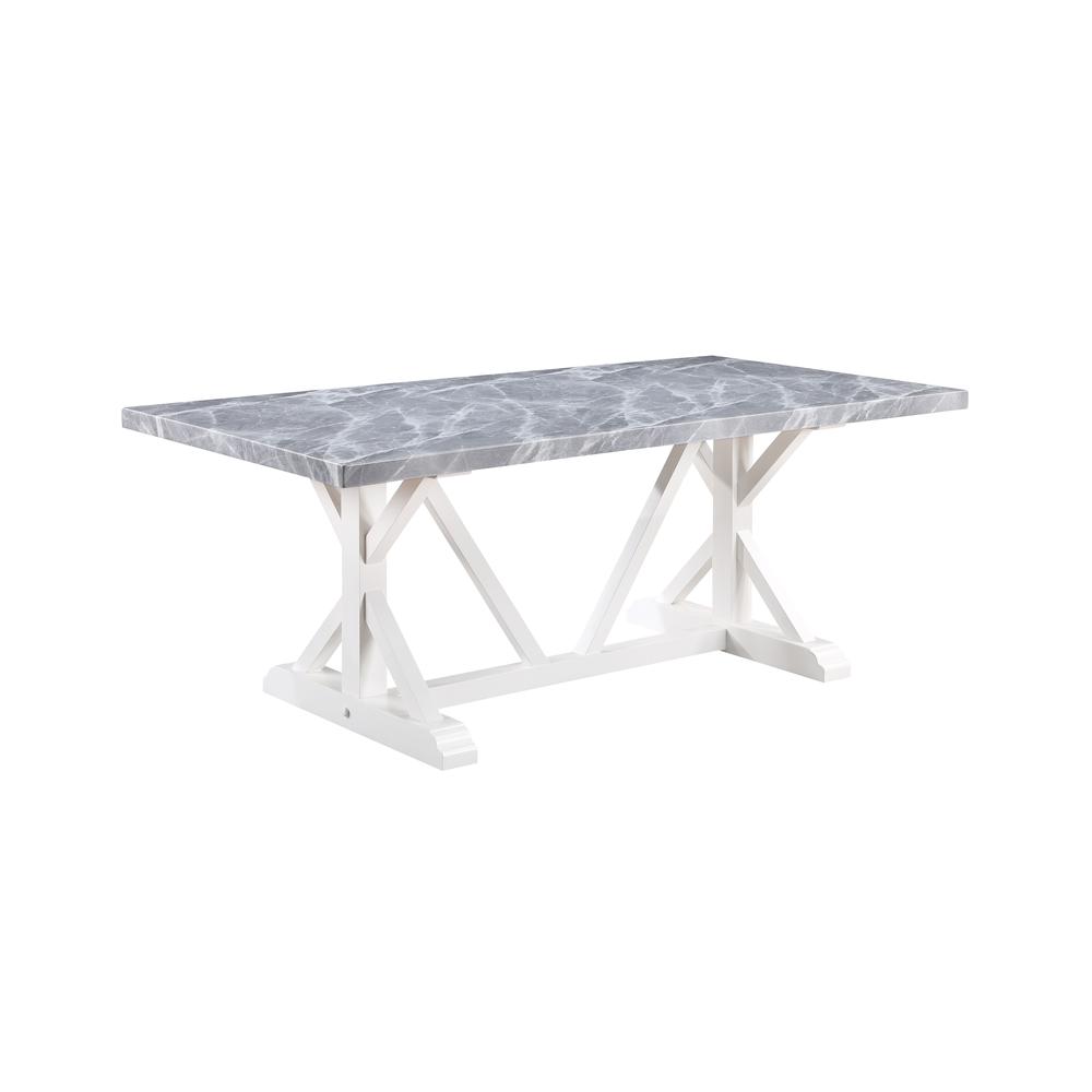 Hollyn Dining Table, Engineering Stone & White Finish. Picture 1