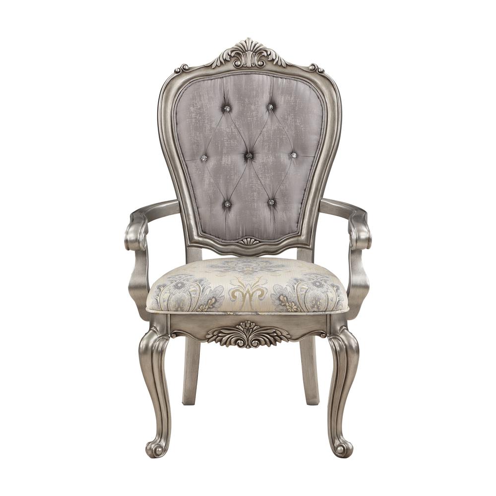 Ariadne Side Chair (Set-2), Velvet & Antique Plantinum Finish. Picture 2