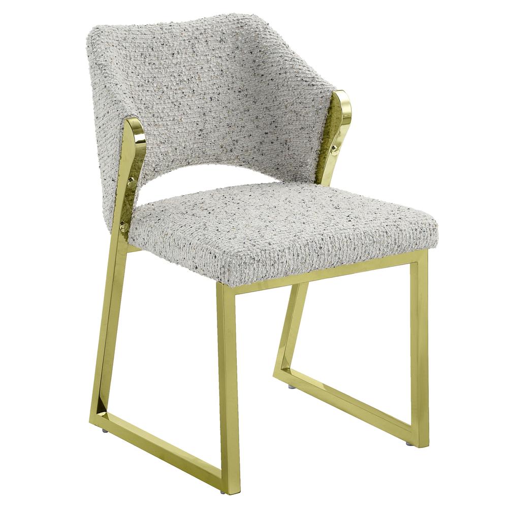Galdesa Side Chair, Teddy Sherpa & Mirrored Gold Finish. Picture 1