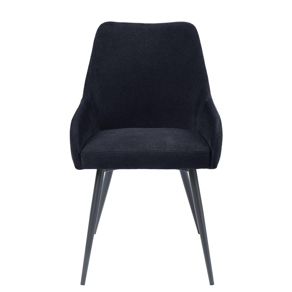 Zudora Side Chair (Set-2), Black Linen & Black Finish. Picture 1