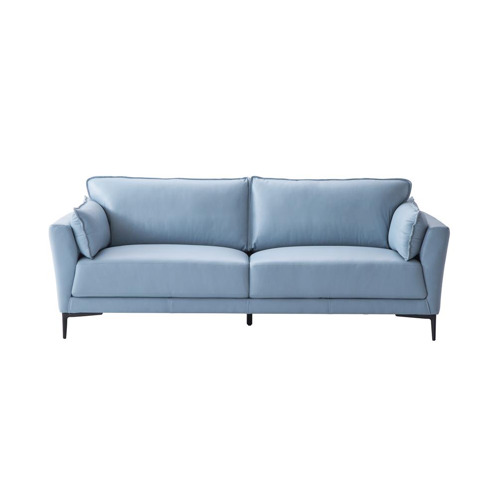 Mesut Leather Upholstered Sofa in Light Blue and Black. Picture 2