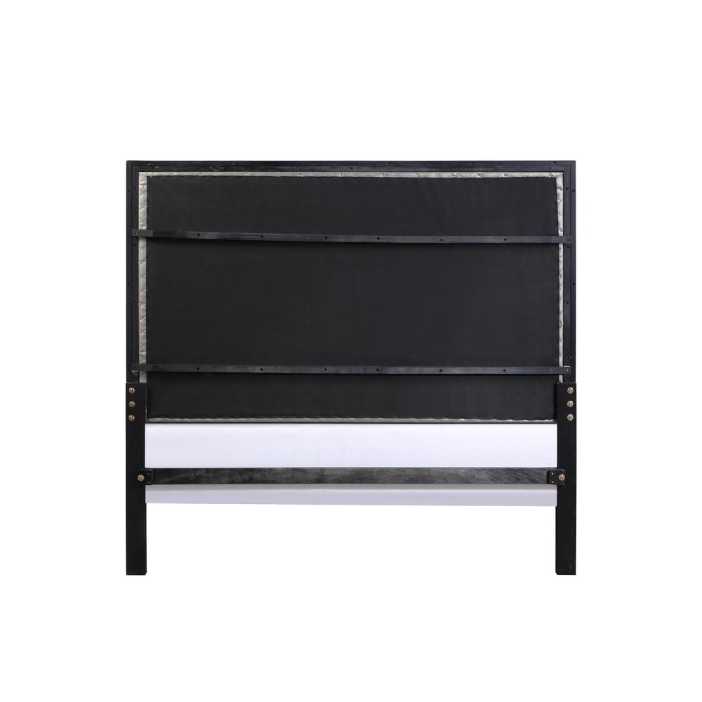 Nicola Silver Synthetic Leather & Black Finish Eastern King Bed. Picture 4