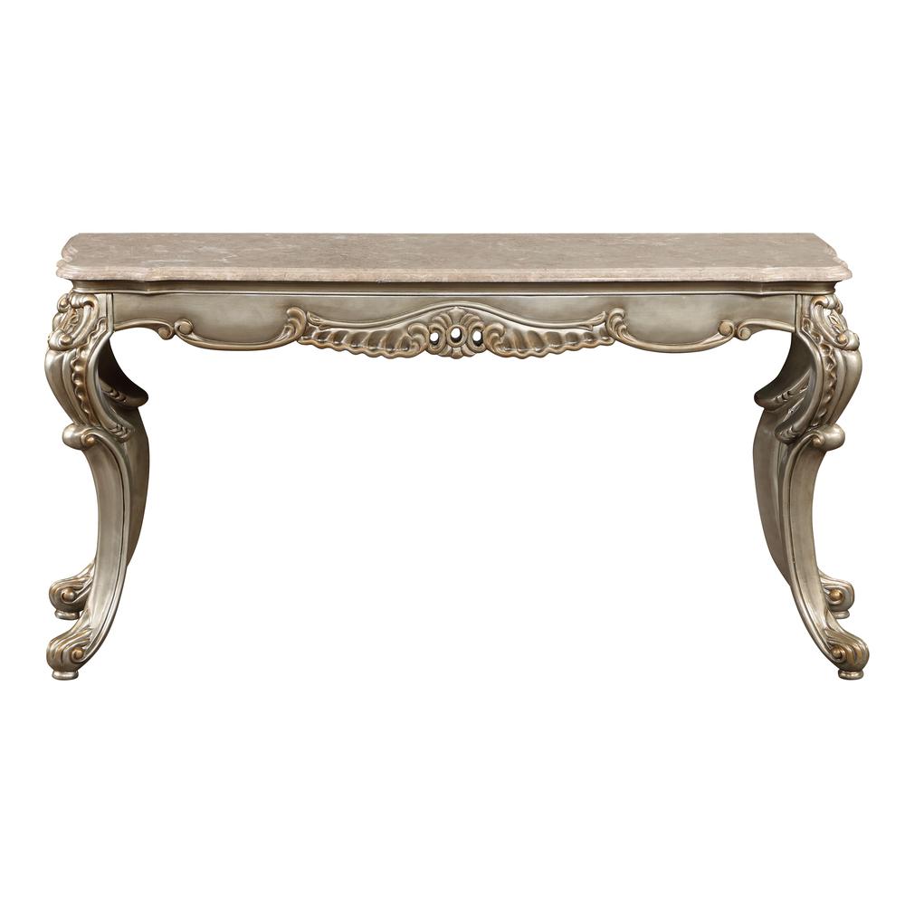 Furniture Miliani Marble & Wood Sofa Table in Natural/Antique Bronze. Picture 2