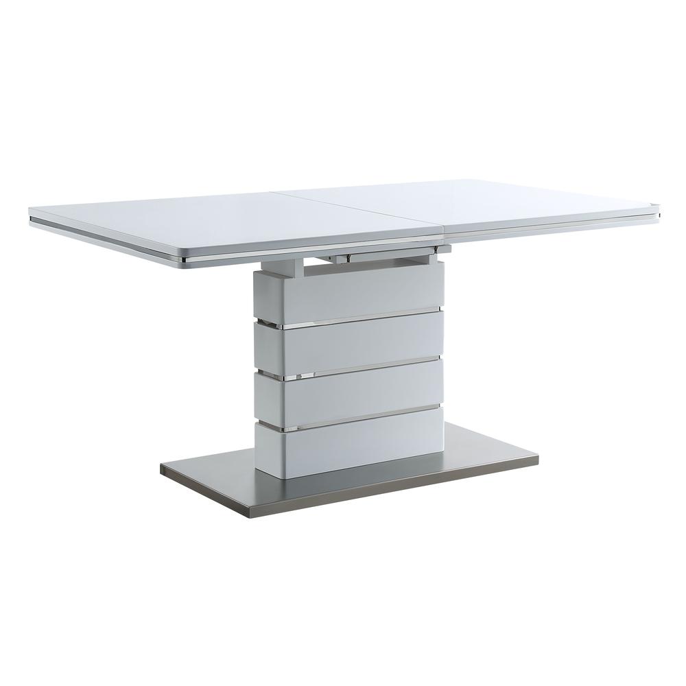 Furniture Kameryn Stainless Steel Dining Table in White High Gloss. Picture 1