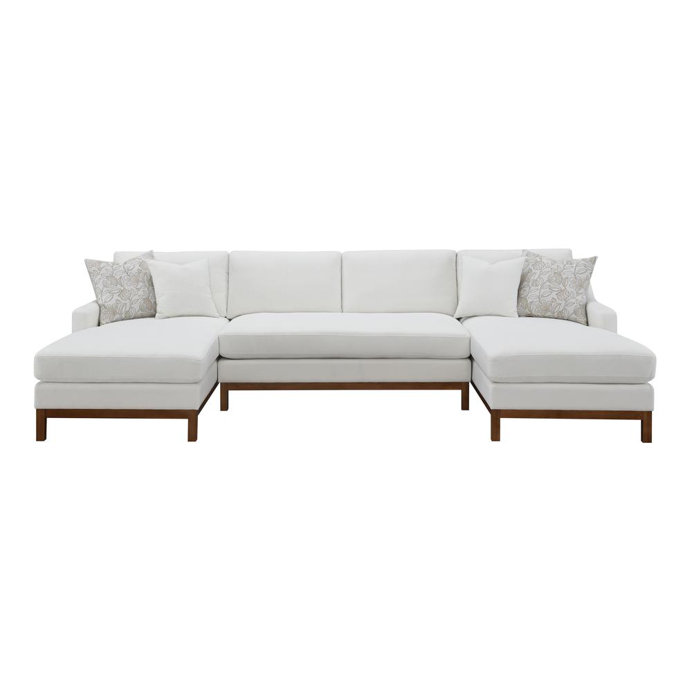 Furniture Valiant Upholstered Chenille U-Shaped Sectional in Ivory. Picture 2