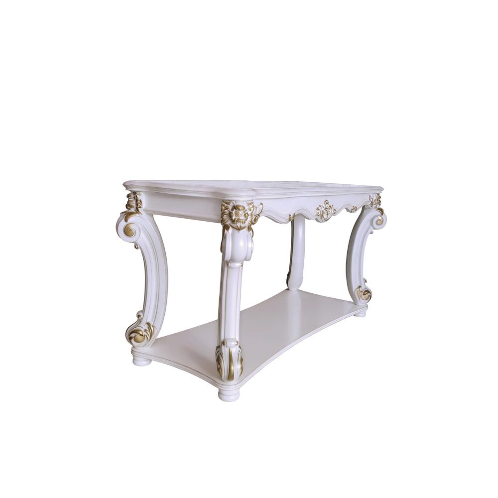 Vendome Wooden Sofa Table with Scrolled Legs in Antique Pearl. Picture 2