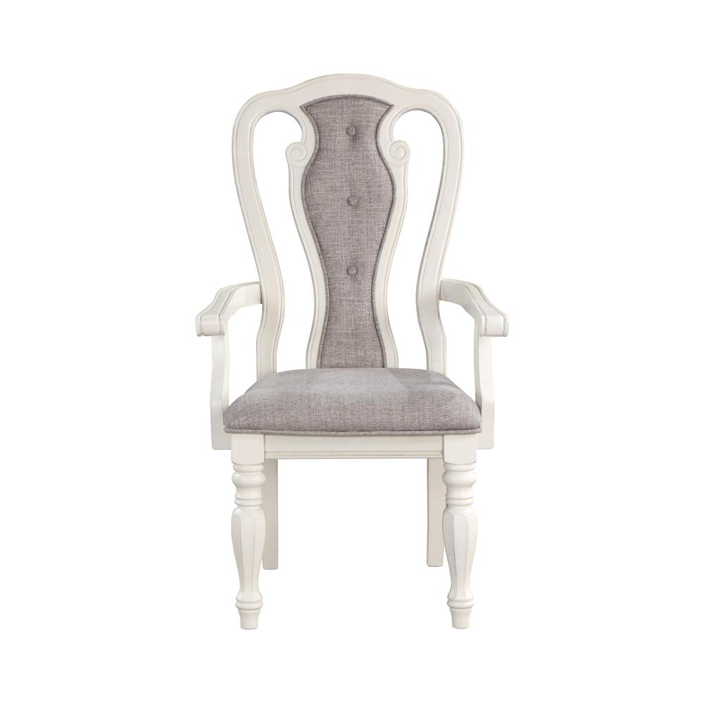 Florian Gray Fabric & Antique White Finish Arm Chair(Set-2). Picture 2