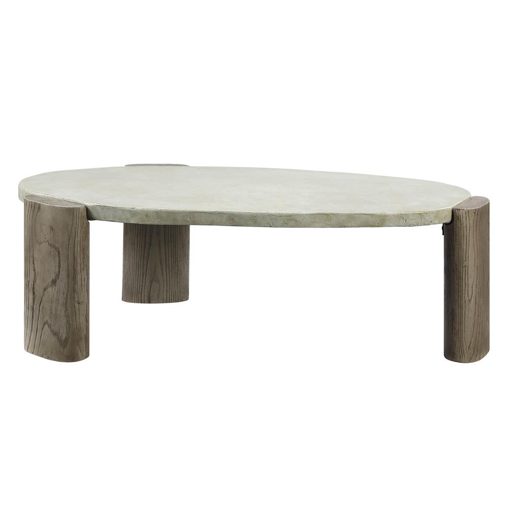 Jacina Cement Coffee Table in Weathered Gray and Oak. Picture 2