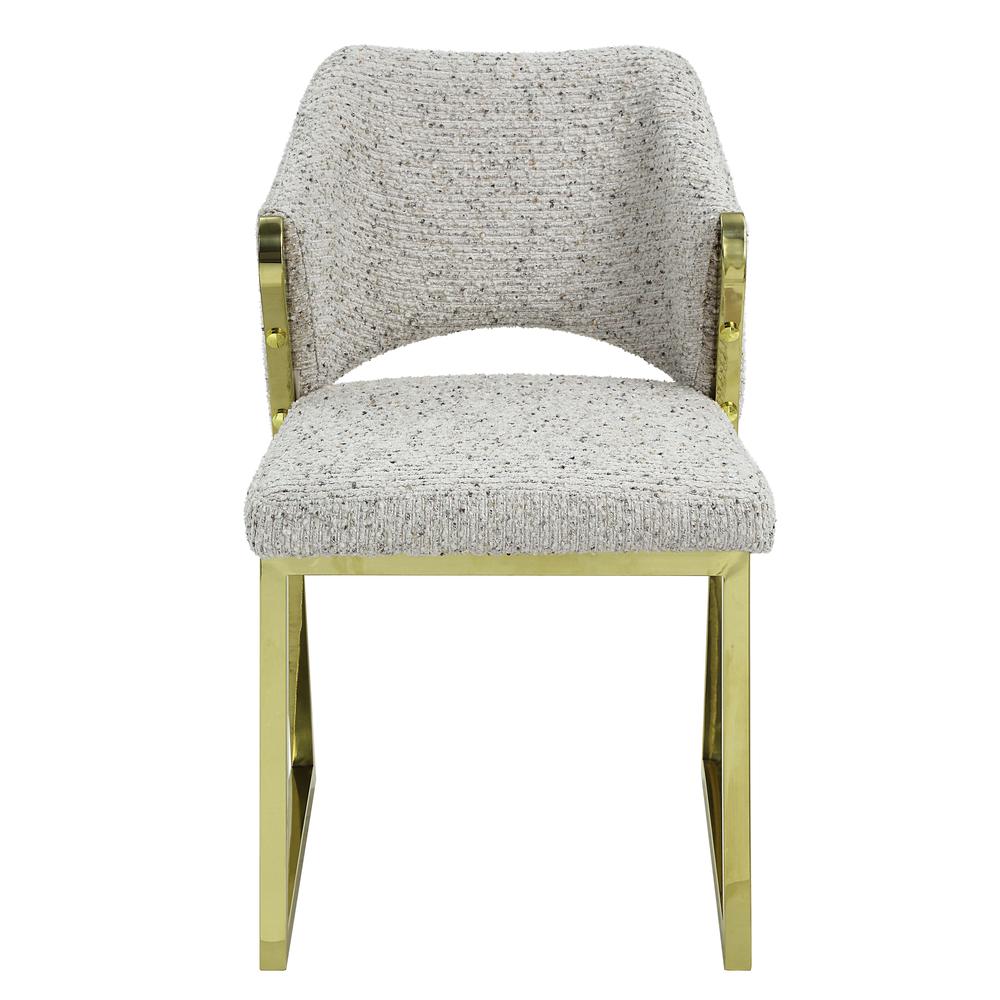 Galdesa Side Chair, Teddy Sherpa & Mirrored Gold Finish. Picture 2