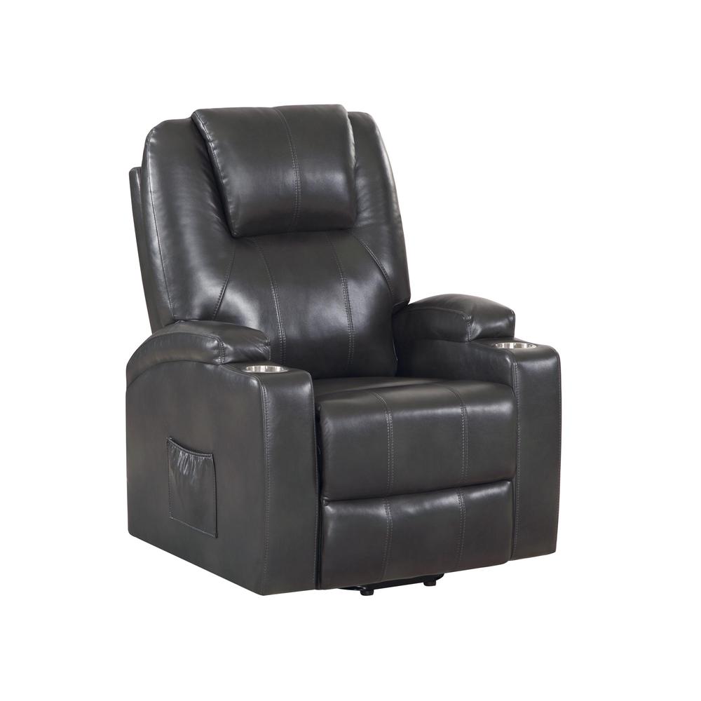 Evander Recliner w/Power Lift, Gunmetal Leather Aire. Picture 1